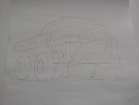 Рисунок БЕЛАЗА карандашом