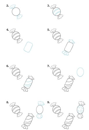 Рисование конфеты поэтапно