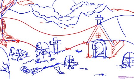 Холм кладбище рисунок карандашом