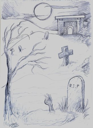 Кладбище рисунок карандашом