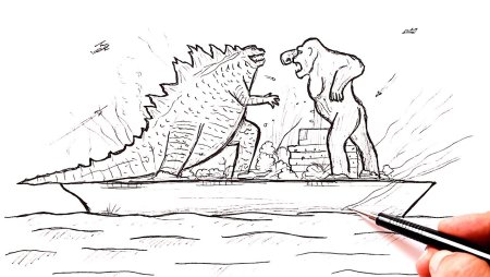 Godzilla vs King drawing