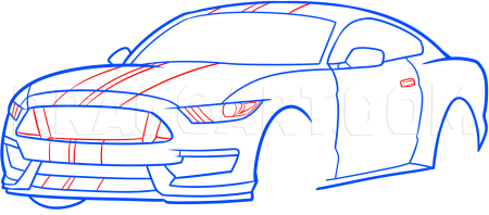 Рисунок Ford Mustang поэтапно