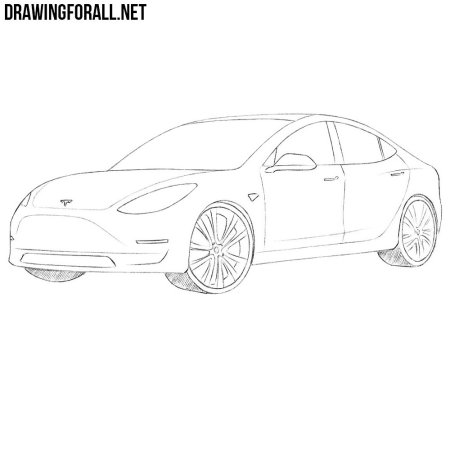 Tesla model 3 нарисовать