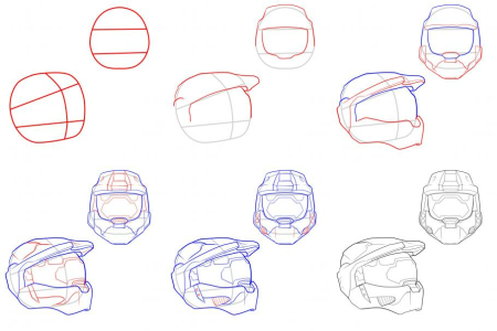 Поэтапное рисование шлема