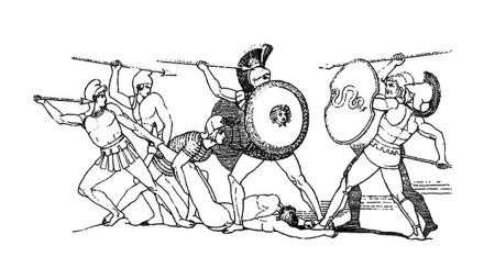 Битва Гектора и Ахиллеса раскраска