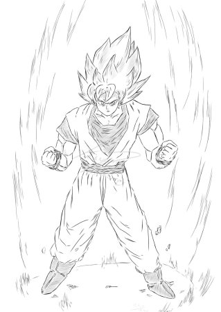 Гоку рисунок карандашом легкий