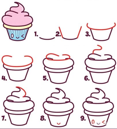 Drawing Cupcake Step by Step