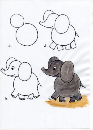 Последовательное рисование животных для детей