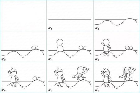 Рисование зимние забавы подготовительная группа пошагово