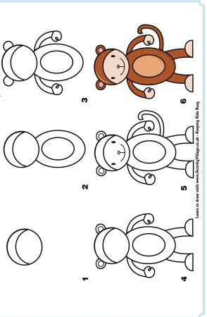 Схема рисования обезьяны для дошкольников