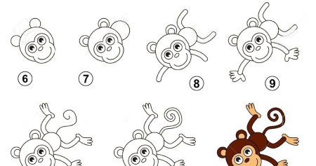 Рисование по схемам детям обезьянка