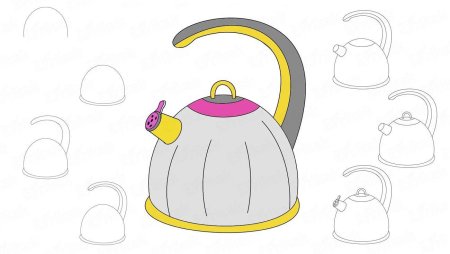 Этапы рисования чайника