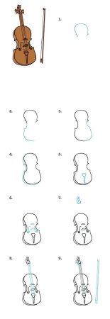 Поэтапный рисунок скрипки