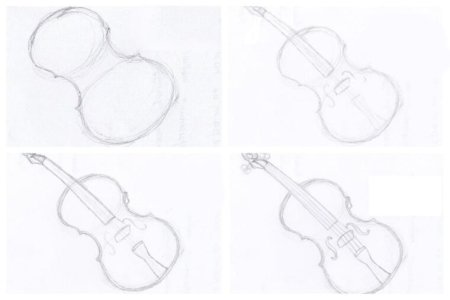 Поэтапный рисунок скрипки