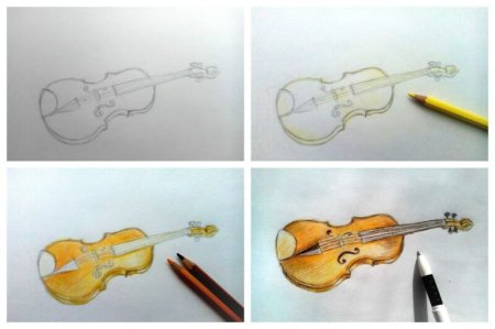 Пошаговое рисование скрипки