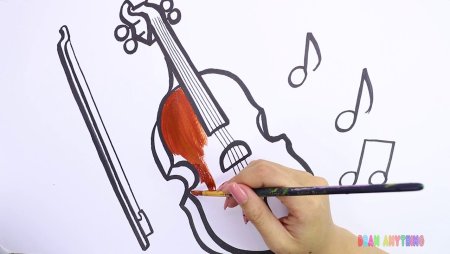 Пошаговое рисование скрипки