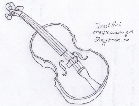 Поэтапный рисунок скрипки