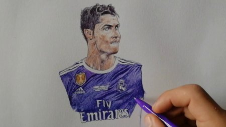 Рисунки Месси и Роналдо карандашом