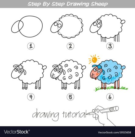 Поэтапное рисование овечки для детей