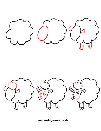 Поэтапное рисование овечки для детей