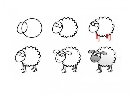 Схема рисования овечки для детей