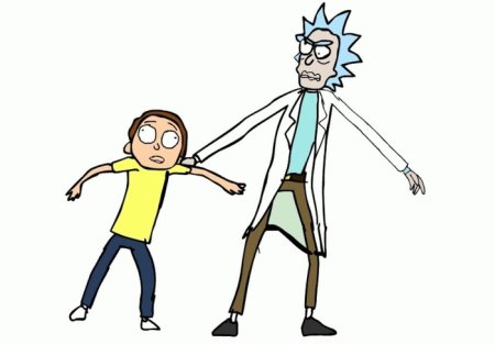 Рисунки для срисовывания Рик и Морти по этапно