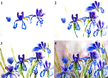 Цветы акварелью пошагово