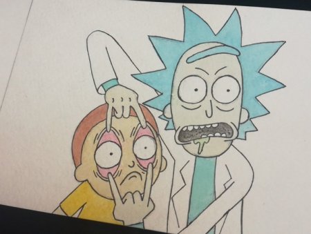 Рик и Морти наклейки черно белые