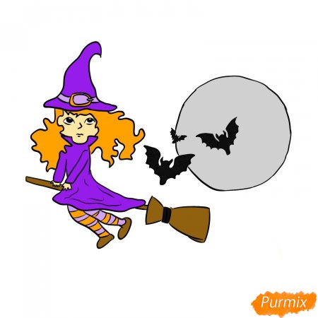 Ведьма рисунок поэтапно