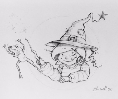 Поэтапное рисование ведьмы