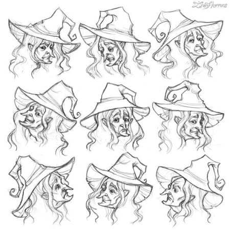 Поэтапное рисование ведьмы