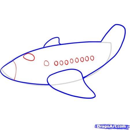 Поэтапное рисование самолета 1 класс