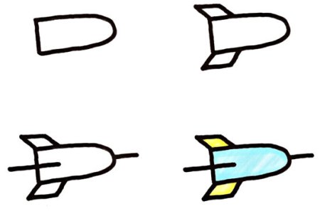 Поэтапное рисование самолета для дошкольников