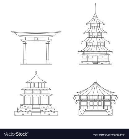 Китайская беседка рисунок