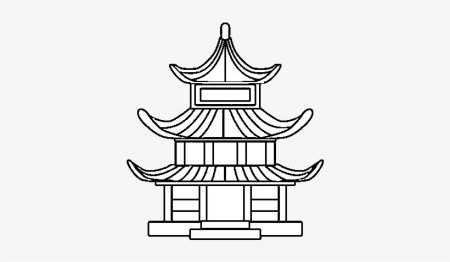 Китайские домики карандашом
