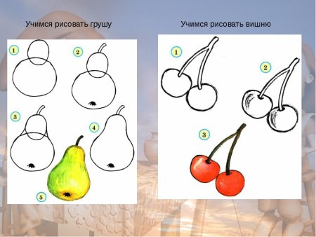 Поэтапное рисование фруктов