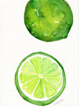 Лимон акварелью