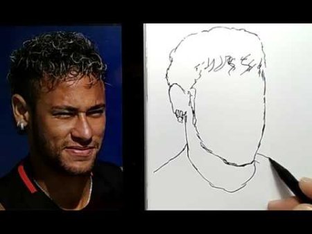 Нарисовать Неймара в ПСЖ поэтапно