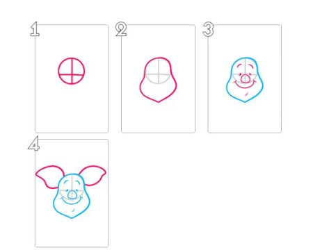 Как нарисовать пятачка поэтапно