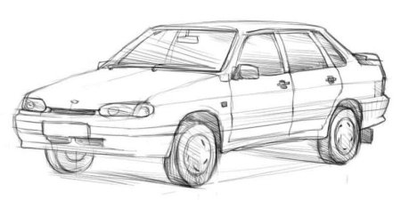 Рисунок машины поэтапно сбоку