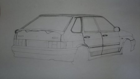 Нарисовать ВАЗ 2114 сзади