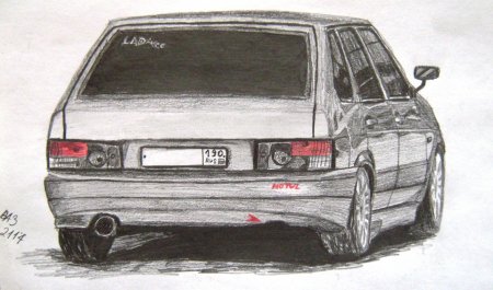 Нарисовать ВАЗ 2107 сзади