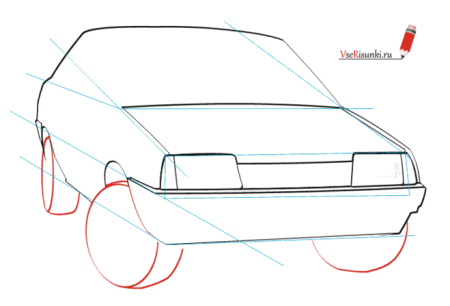 Рисунки машин на бумаге