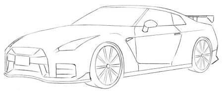 Nissan GTR сбоку рисунок