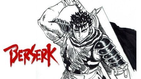 Гатс Берсерк черно белое 4к