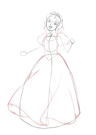 Платье Белоснежки нарисовать