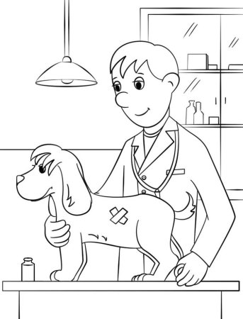 Ветеринар раскраска для детей