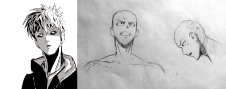 Сайтама и Генос карандашом