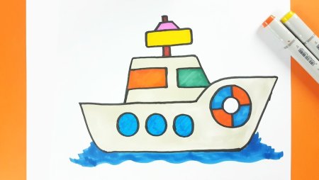 Теплоход детский рисунок