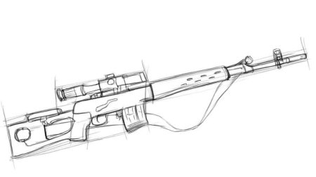 Рисование оружия поэтапно